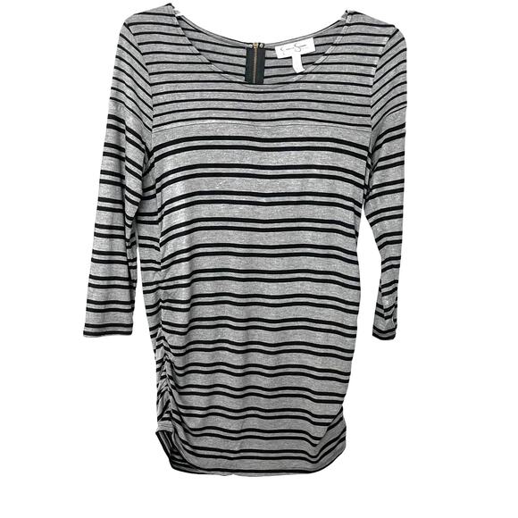 JESSICA SIMPSON MATERNITY DRRESS, WOMENS, SP, GREY WITH BLACK HORIZONTAL STRIPES - Picture 1 of 11
